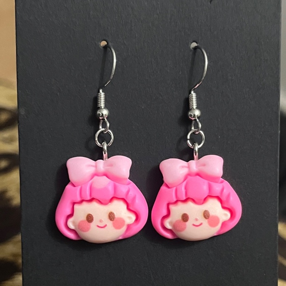 Cute Pink Character Earrings